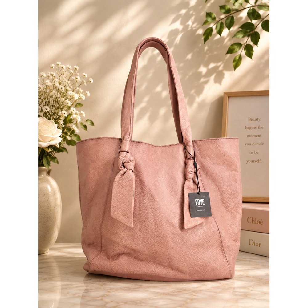 Frye Nora Knotted Tote Woodrose Pink Leather Shoulder Bag DB1107 NEW